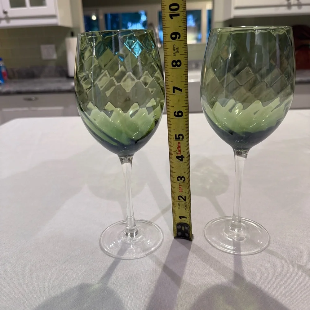 Pier 1 Green Wine Glasses